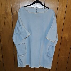 Light Blue Denim Tunic with Pockets